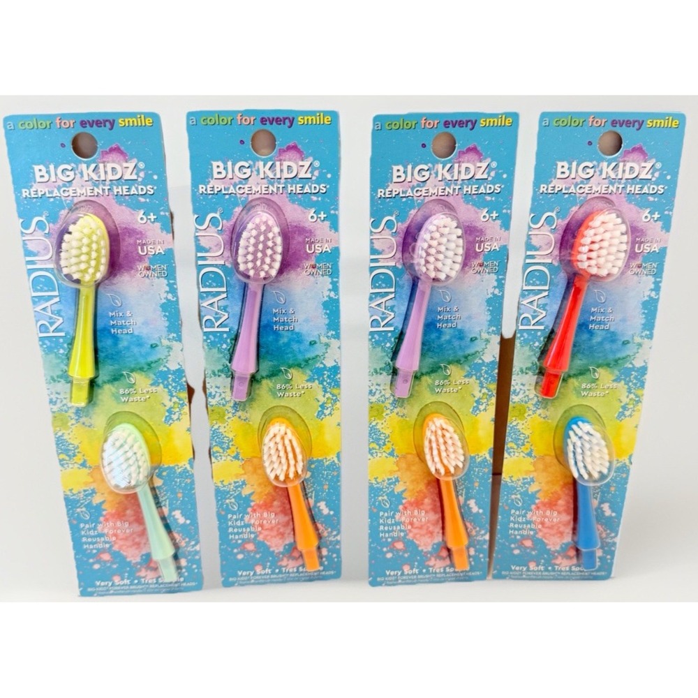 Replacement Heads Forever Big Kidz LOT 8 PC Radius NEW SEALED Toothbrush